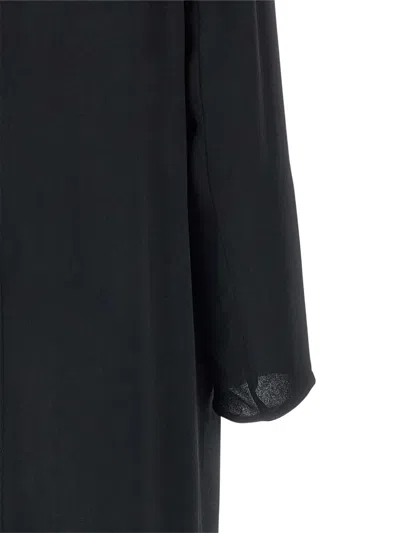 Alberta Ferretti Longline Shawl Collar Silk Coat In Black