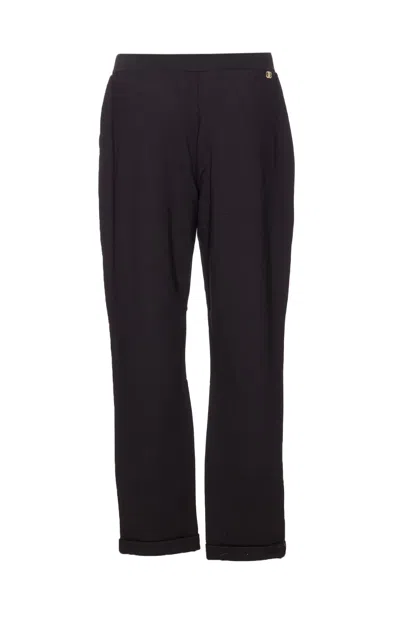 Liu •jo Faux-pearl-embellished Drawstring Trousers In Black