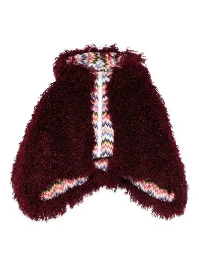 Missoni Faux-fur Hodded Jacket In Burgundy