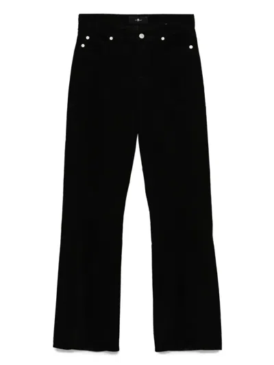 7 For All Mankind Embellished Straight Trousers In Black