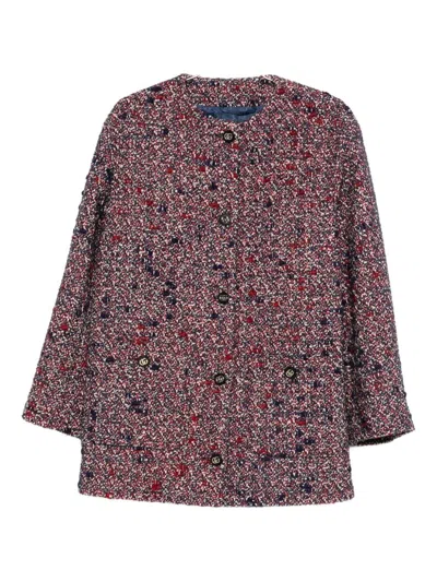 Gucci Multicolor Crewneck Jacket With Gg Logo On The Buttons In Wool Blend Woman