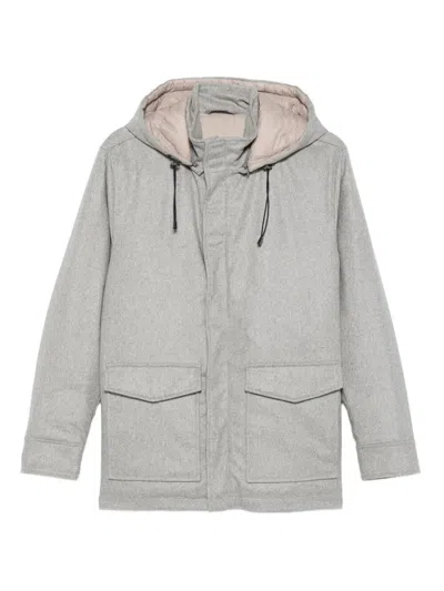 Barba Napoli Padded Drawstring-hood Jacket In Gray