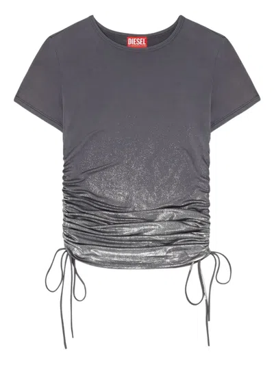 Diesel Jersey Top With Drawstring Sides In Gray