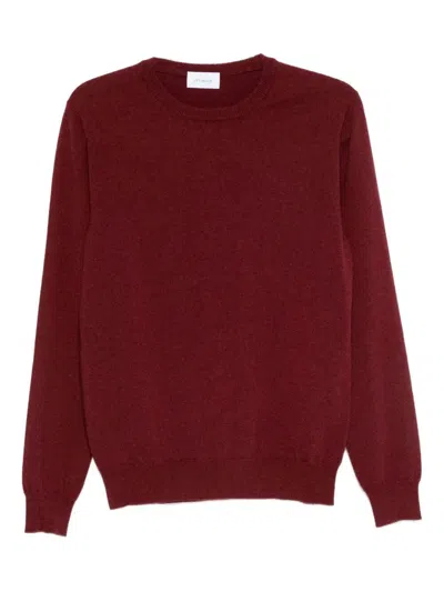 Malo Thin Wool Crew Neck Long Sleeve Sweater In Red