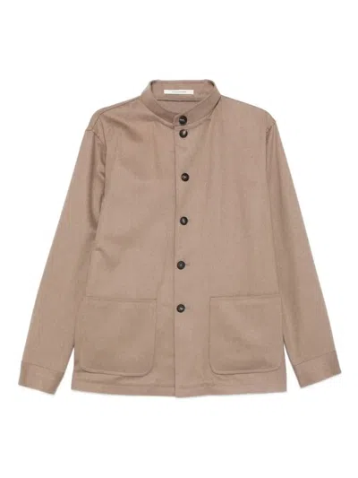 Tagliatore Patch-pocket Button-front Jacket In Brown