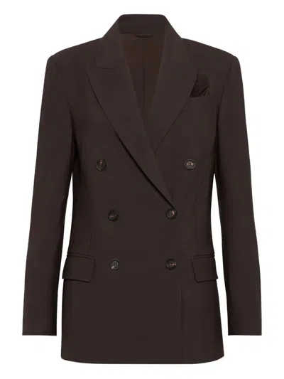 Brunello Cucinelli Tailored Blazer With Notched Lapels And Pockets In Brown