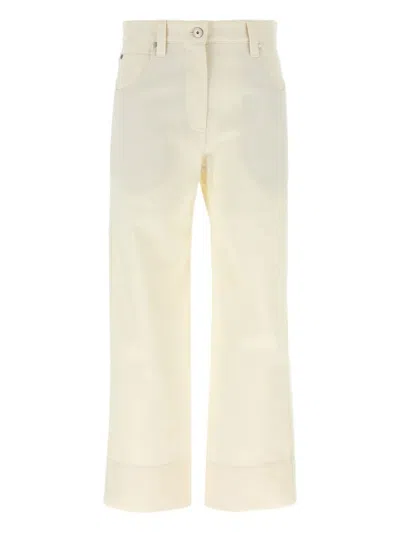 Brunello Cucinelli Crop Pants With Belt Loops And Pockets In Neutral