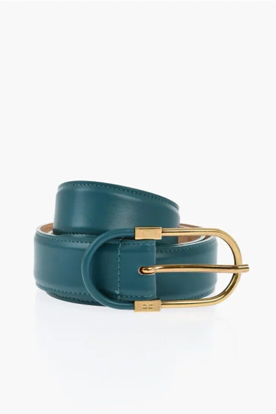Elisabetta Franchi Faux Leather Solid Color Belt In Blue
