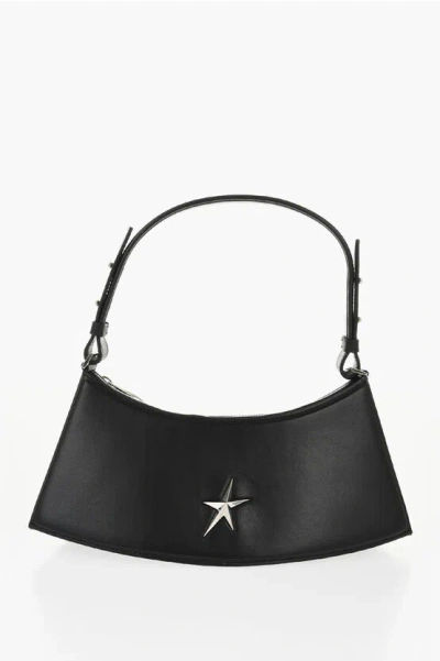 Mugler Leather Zenith Hobo Bag With Frontal Logo In Black