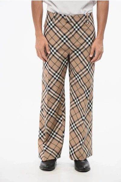 Burberry Check Wool Blend Tailored Trousers In Multi