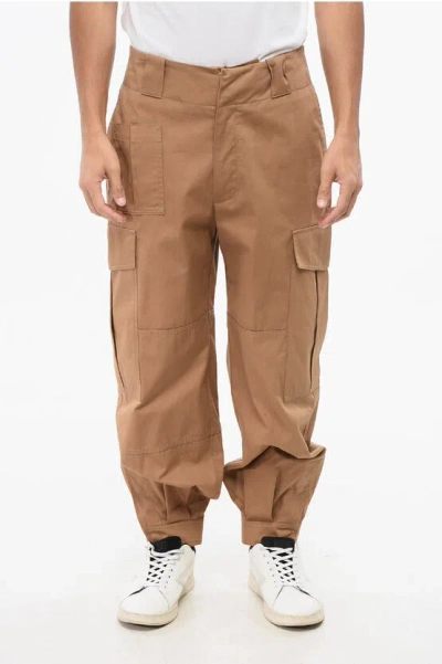 Alexander Mcqueen Low-waisted Cargo Pants With Ankle Buttons In Brown