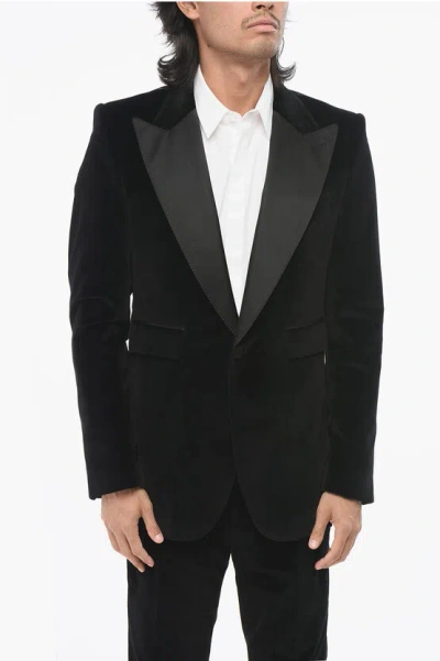 Dolce & Gabbana Black Velvet Single Breasted One Button Blazer