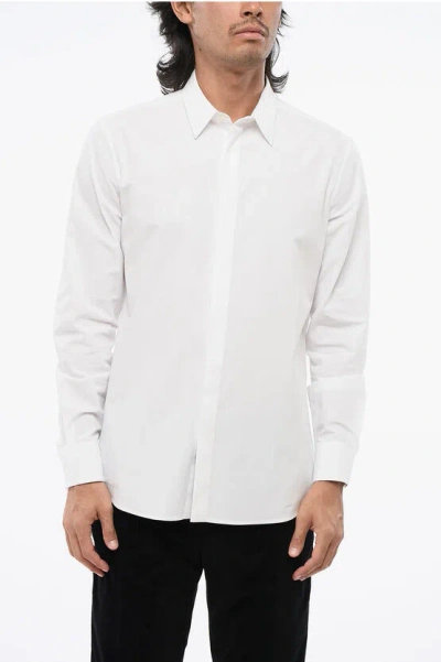 Valentino White Spread-collar Cotton-poplin Shirt