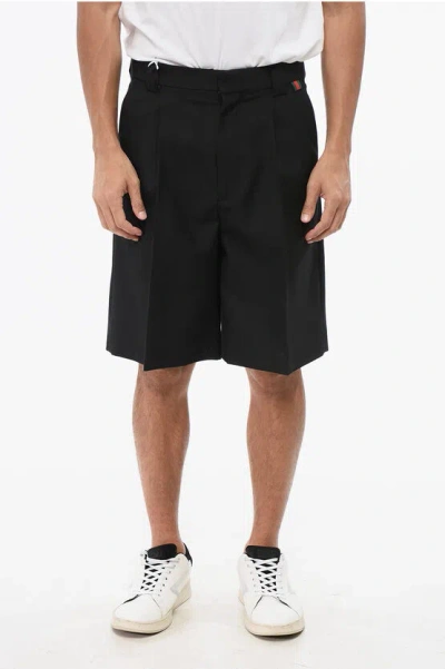 Gucci Black Bermuda Shorts With Web Detail In Wool Man In Black