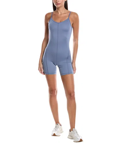 Yogalicious Illusion Rib Lotus Romper In Blue