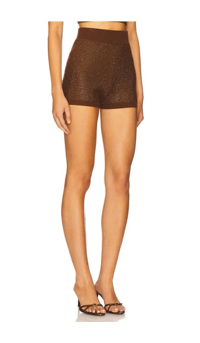 David Koma Rhinestone-embellished Shorts In Brown