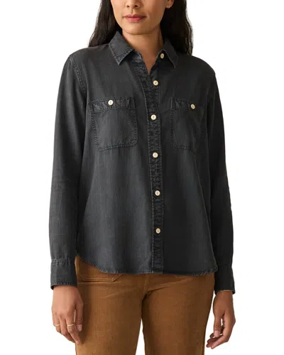 Faherty The Tried And True Linen-blend Chambray Shirt In Black