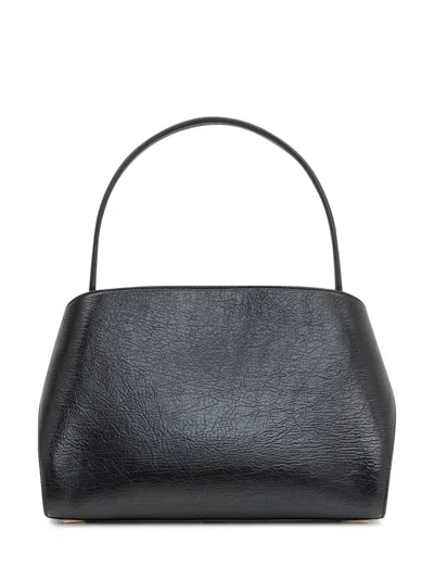 Ferragamo Hug Black Shoulder Bag With Logo Print On The Front In Leather Woman In Multi