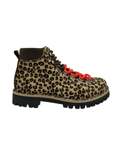 Yoshino Leopard Print Ankle Boots With Rugged Vibram Sole In Multi