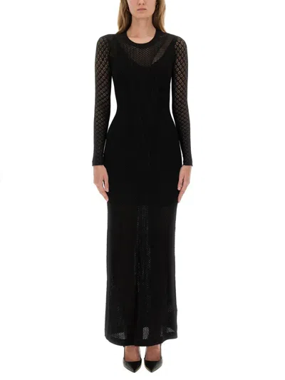 Isabel Marant Abito Lungo Florie Nero In Maglia E Pizzo Donna In Black