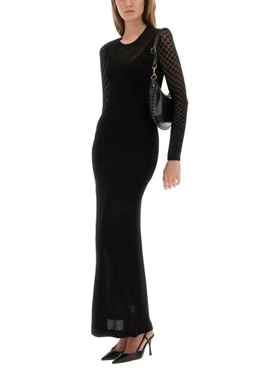 Isabel Marant Abito Lungo Florie Nero In Maglia E Pizzo Donna In Black