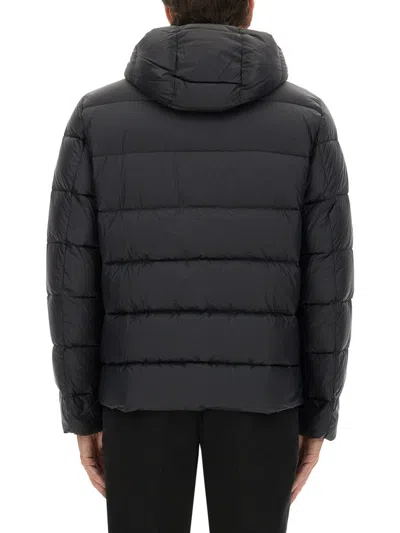 Fay Hooded Quilted Jacket Side Pockets In Black