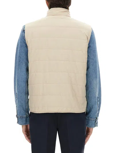 Fay Quilted Vest With High Collar And Padded Texture In Neutral