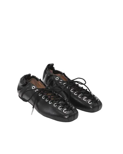 Ganni Lace Up Ballerina | In Black