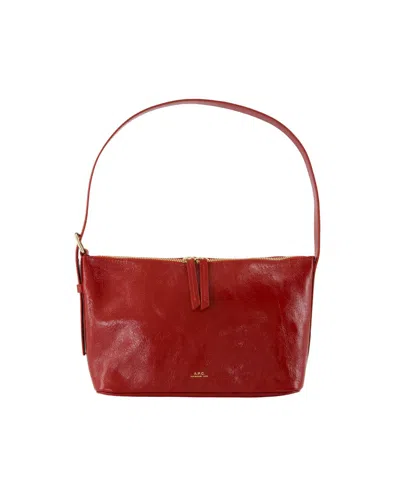 Apc A.p.c. Zippered Shoulder Bag With Top Handle In Red