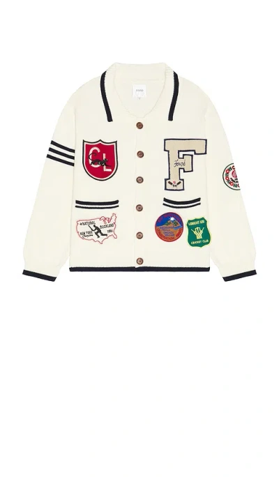 FOUND YORK VARSITY PATCH COLLARED CARDIGAN