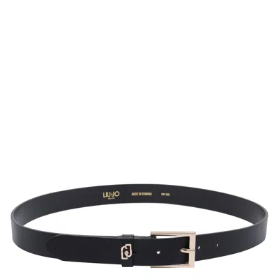 Liu •jo Textured Belts Gold-tone Hardware In Black