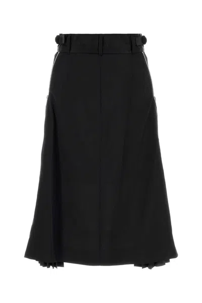 Sacai Suiting Mix Skirt In Black