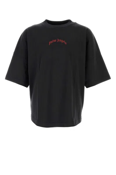 Palm Angels Curved Logo Over T-shirt In Black