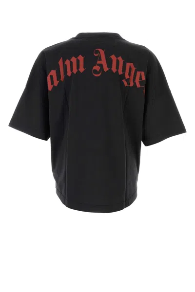 Palm Angels Curved Logo Over T-shirt In Black