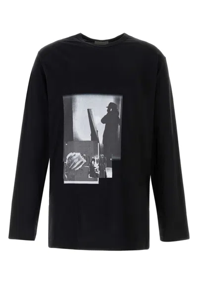 Yohji Yamamoto Oversized Graphic Print Long Sleeve T-shirt In Black