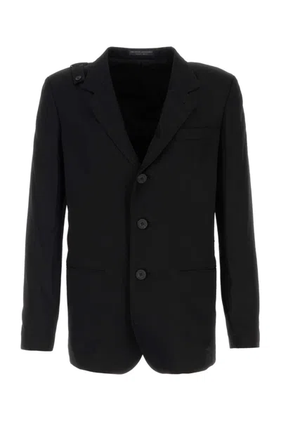 Yohji Yamamoto Tailored Wool Blazer Notch Lapel In Black