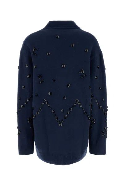Alberta Ferretti Oversized Embellished Cardigan In Blue