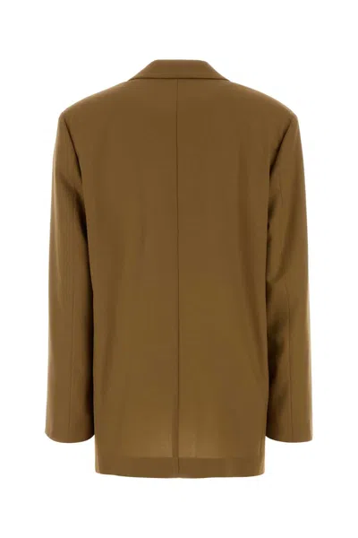 Alberta Ferretti Longline Polyester Blazer Featuring Button Accents In Brown
