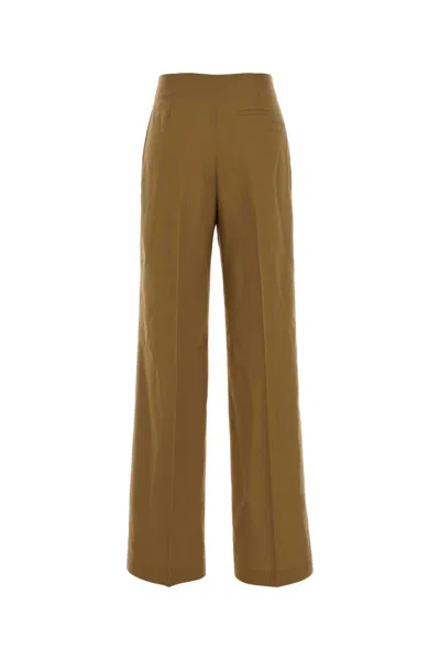 Alberta Ferretti Camel Stretch Polyester Blend Palazzo Pant In Brown