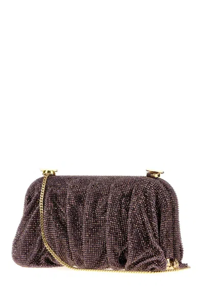 Benedetta Bruzziches Embellished Fabric Large Venus Clutch In Purple