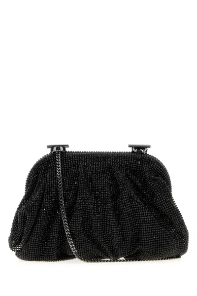 Benedetta Bruzziches Embellished Fabric Small Venus Clutch In Black