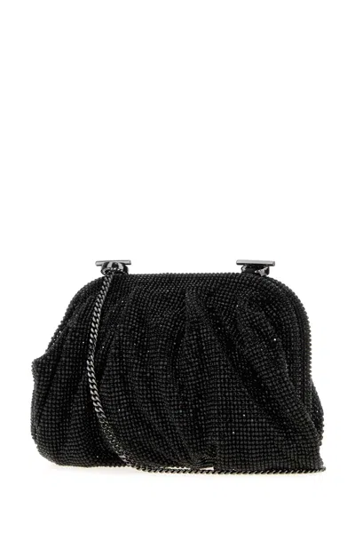Benedetta Bruzziches Embellished Fabric Small Venus Clutch In Black