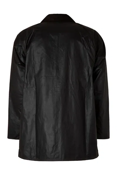 Barbour Badale Waxed-cotton Corduroy-collar Jacket In Black