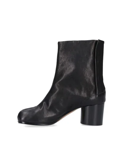 Maison Margiela Split Toe Leather Mid-calf Boots In Black