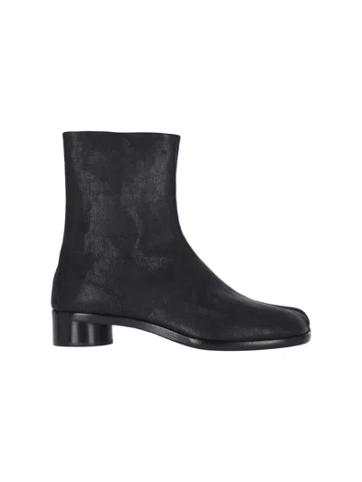 Maison Margiela Vintage Leather Tabi Boots In Black