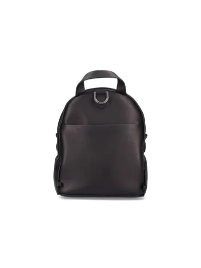 Maison Margiela Compact Napa Leather Backpack With Silver Chain Detail In Black