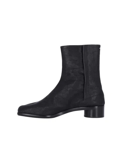 Maison Margiela Vintage Leather Tabi Boots In Black