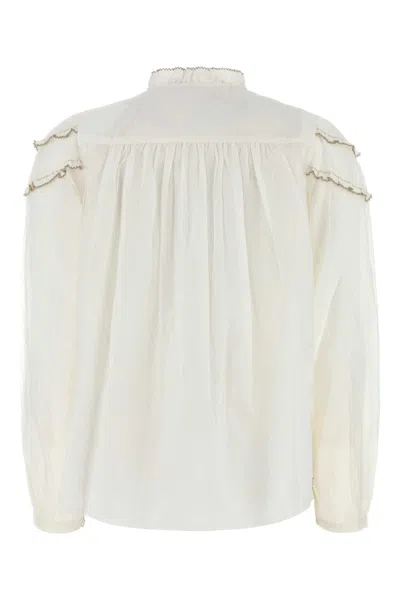 Isabel Marant Étoile Delicate Ruffled White Shirt With Button-down Front In Neutral