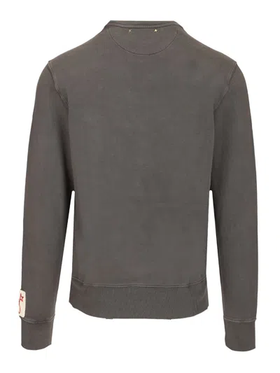 Golden Goose Cotton Sweatshirt With Logo Print In Gray