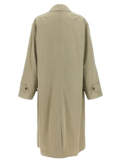Maison Margiela Single-breasted Trench Coat With Side Pockets In Green